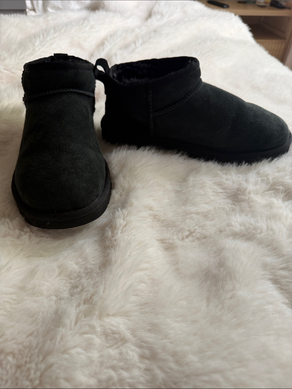 UGG Black Short Suede Ankle Slippers